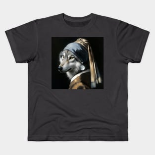 Wildlife Conservation - Pearl Earring Gray Wolf Meme Kids T-Shirt